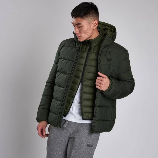 Mens Sage Court Hooded Quilted Jacket