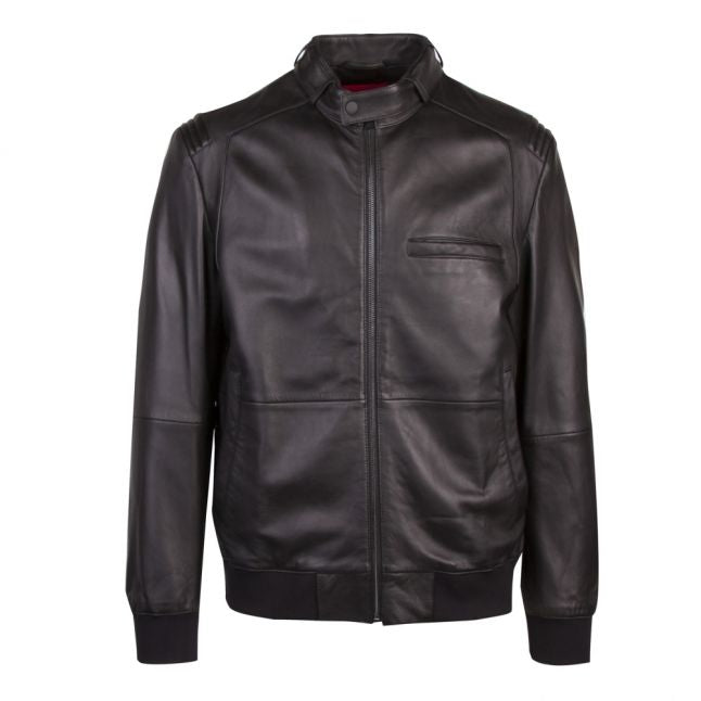 Mens Black Lutwin Leather Jacket