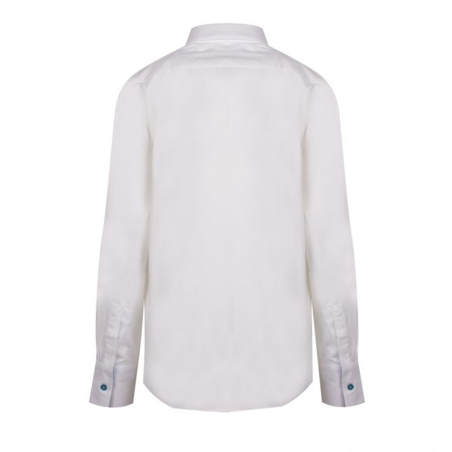 Womens White Swirl Cuff Slim Fit L/s Shirt