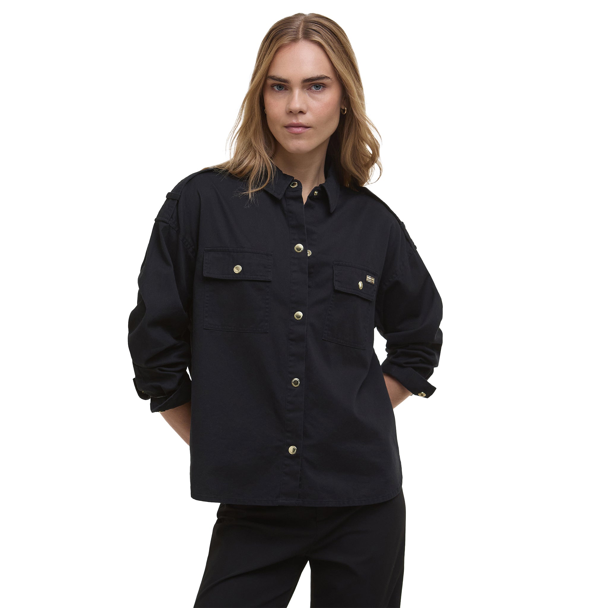 Womens Barbour International Black Emerson Overshirt