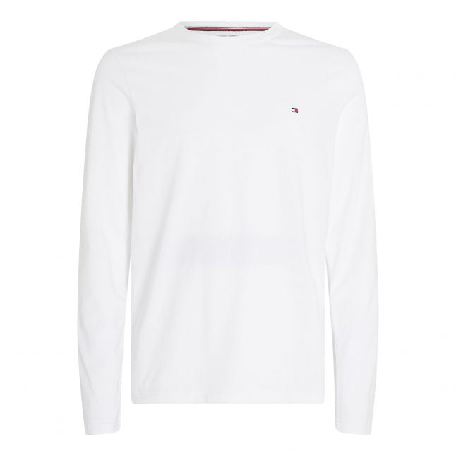 Mens White Tommy Logo Arm L/s T Shirt