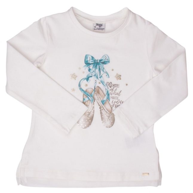 Girls Natural & Ocean Ballet Slippers L/s T Shirt