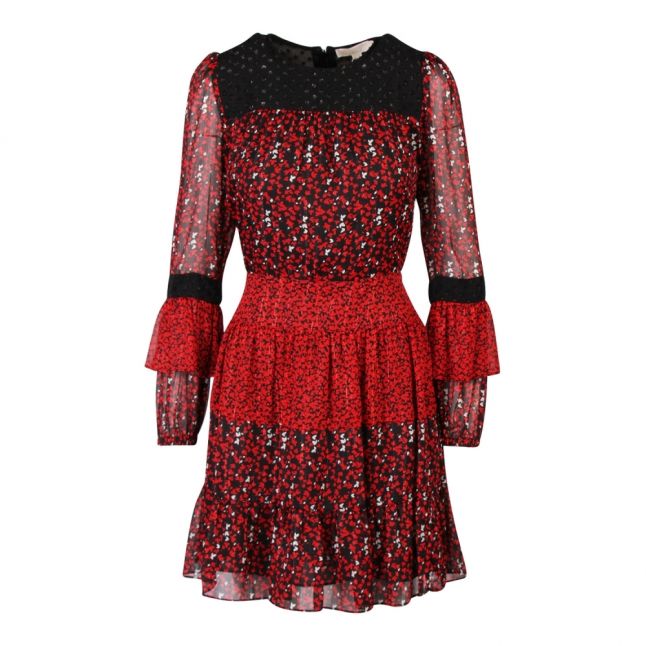 Womens Scarlet/Black Lavish Leaf Mix Dress