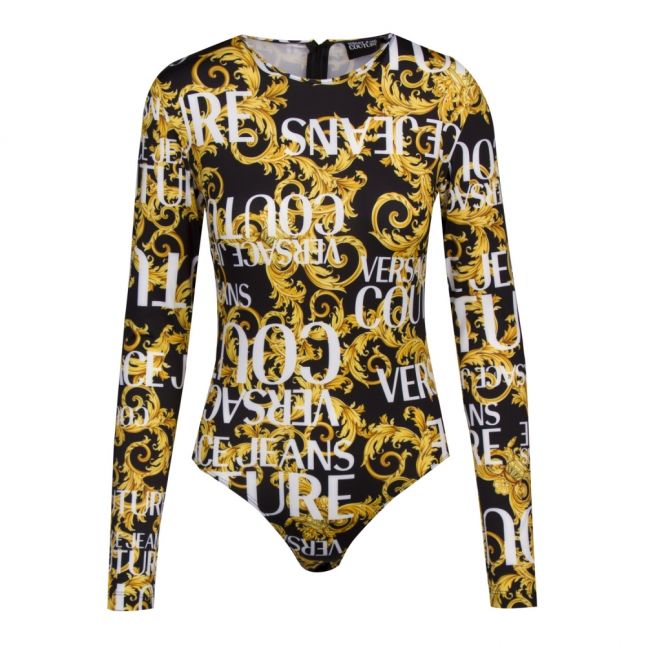 Womens Black Baroque Logo L/s Bodysuit