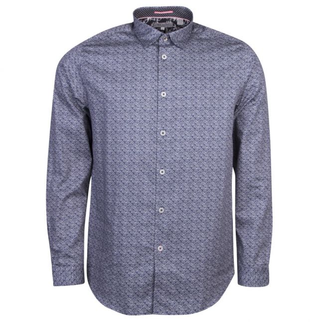 Mens Navy Lorrie Rounded Geo L/s Shirt