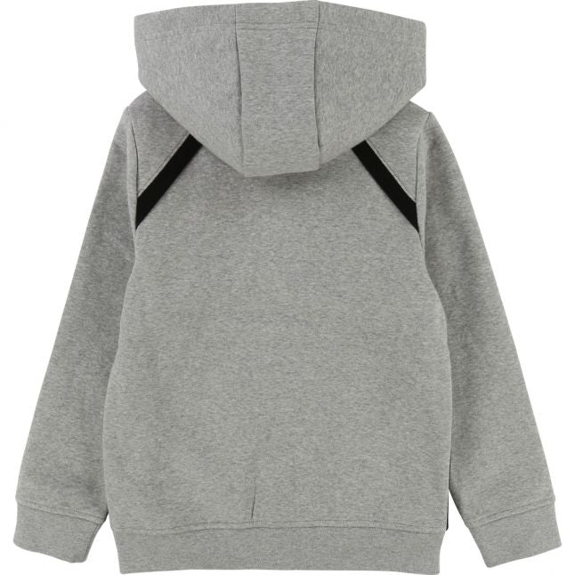 Boys Grey Panel Hooded Zip Through Sweat Top