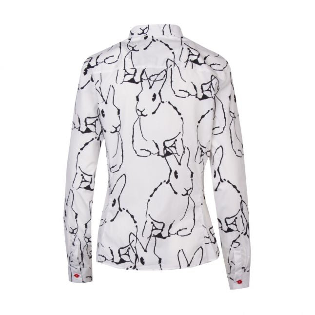 Womens White Lucky Rabbit Print L/s Shirt