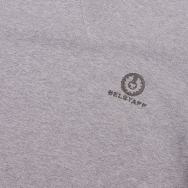 Mens Grey Melange Small Logo Crew Sweat Top