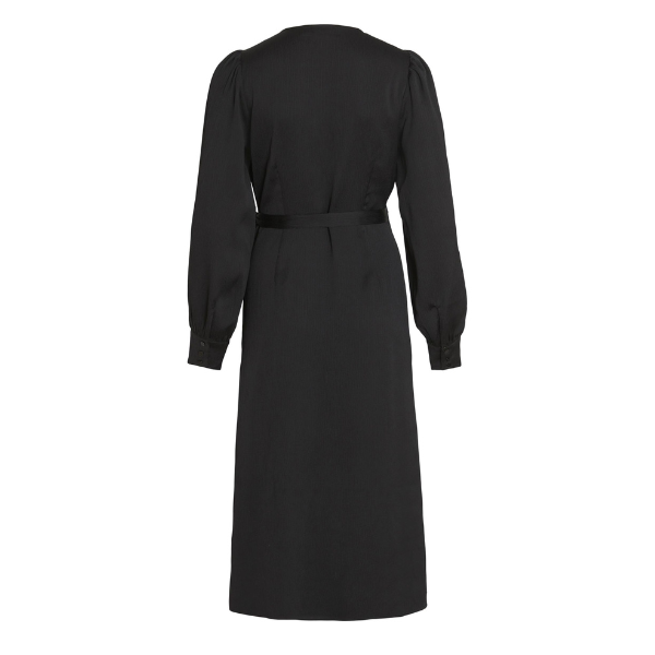 Womens Black Viomi Satin Wrap Midi Dress