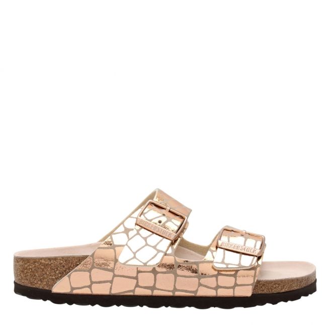 Womens Rose Gold Arizona Gator Gleam Sandals