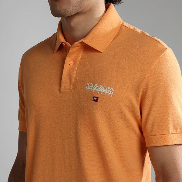 Mens Napapijri Orange Mock E-Ayas S/s Polo