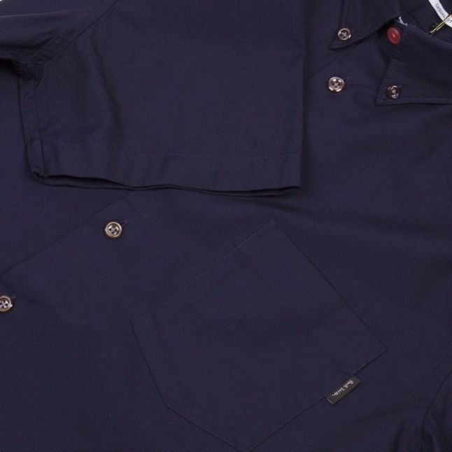 Mens Navy Oxford Pocket Short Sleeve Shirt