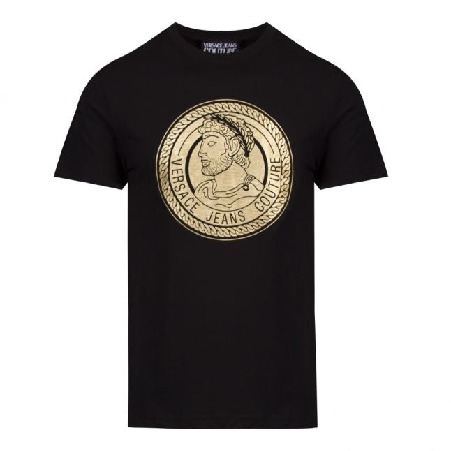 Mens Black Metallic Emblem Slim Fit S/s T Shirt