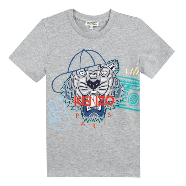 Junior Marl Grey Cool Tiger S/s T Shirt