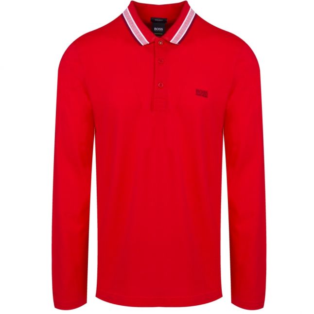 Athleisure Mens Red Plisy L/s Polo Shirt