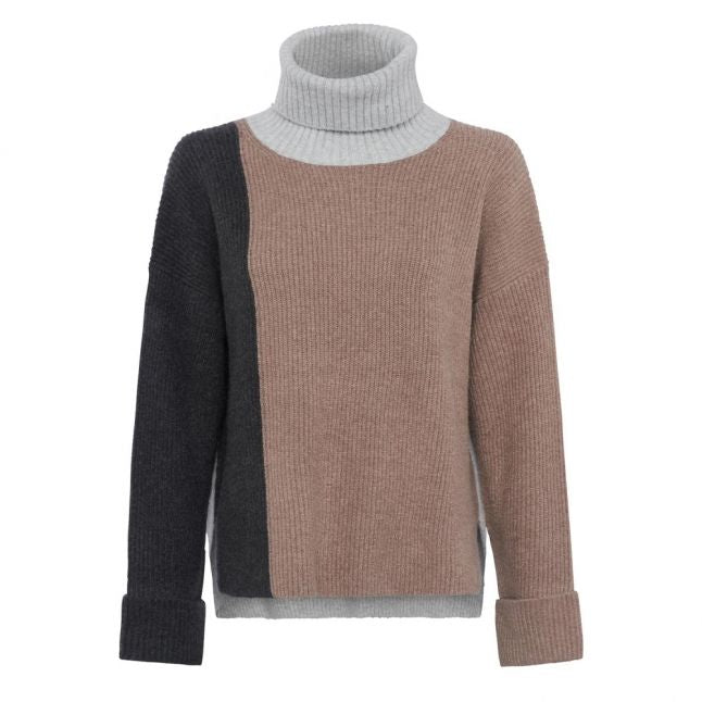 Womens Taupe River Vhari Colourblock Knitted Jumper