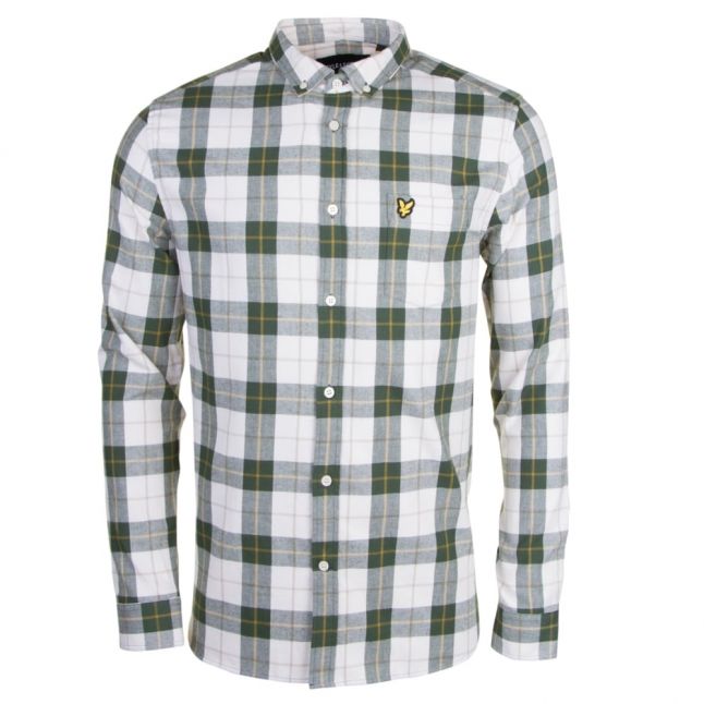 Mens Leaf Green Check Flannel L/s Shirt