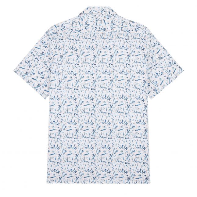 Mens White Floral Regular Fit S/s Shirt