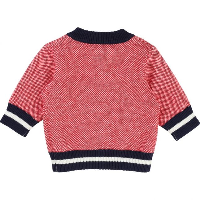 Baby Red & Navy Reversible Knitted Cardigan