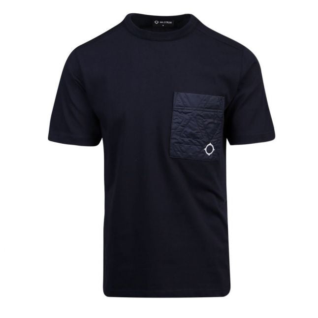 Mens Ink Navy Quilted Pocket S/s T Shirt