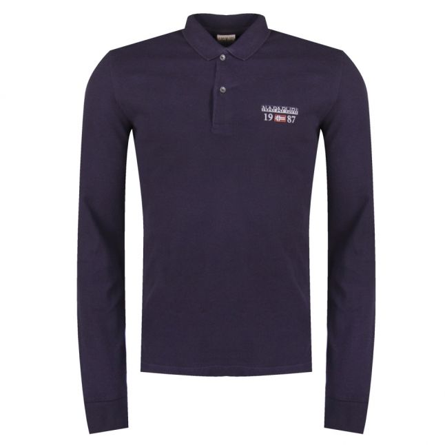 Mens Blue Marine Erthow L/s Polo Shirt