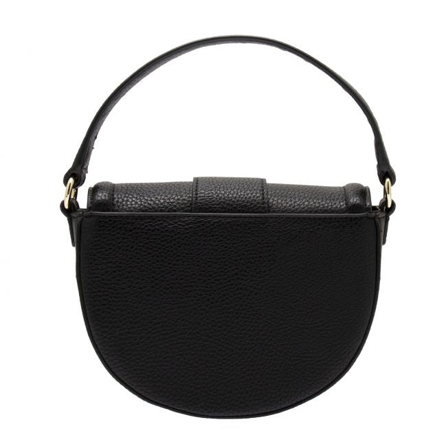 Womens Black Small Saddle Buckle Crossbody Bag