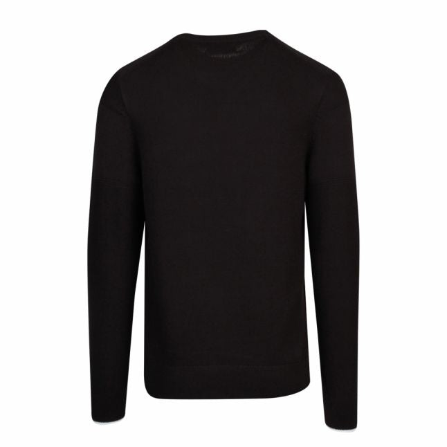 Mens Black Logo Crew Neck Knitted Jumper