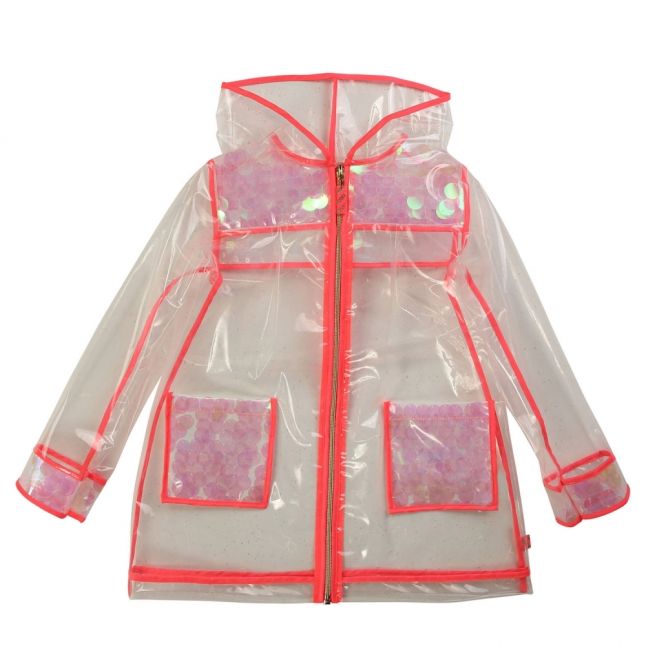 Girls Clear/Pink Clear Sequin Rain Coat