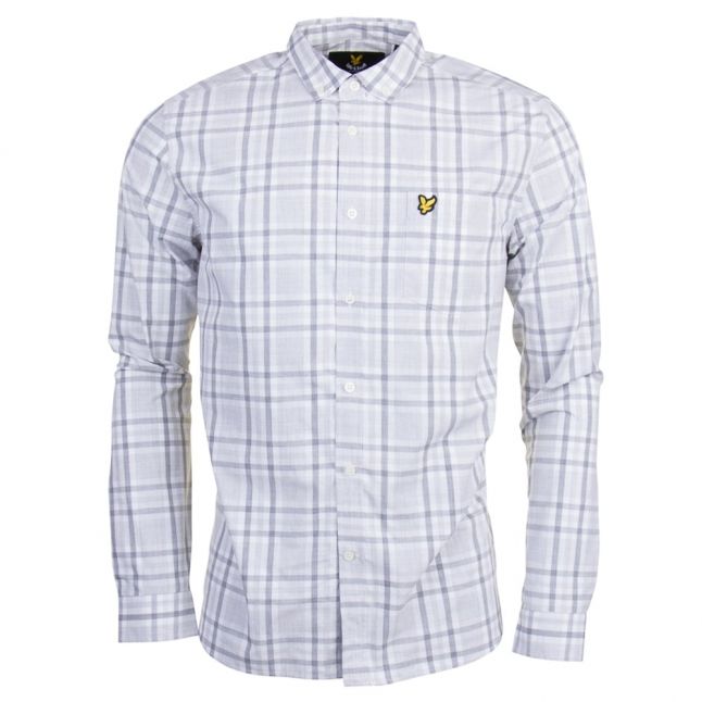 Mens Light Grey Marl Check L/s Shirt