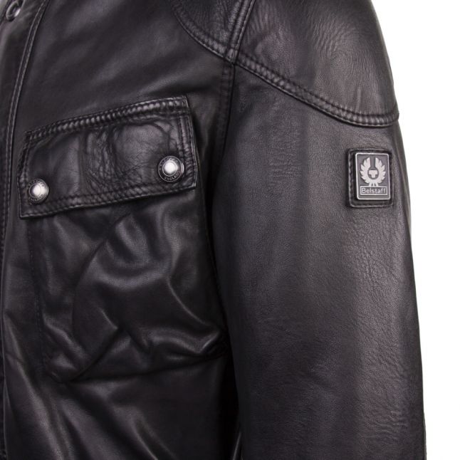 Mens Black Trialmaster Panther Lambskin Leather Jacket