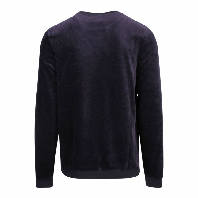 Mens Dark Blue Velour Crew Sweat Top