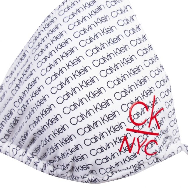 Womens White NYC Logo Triangle Bikini Top