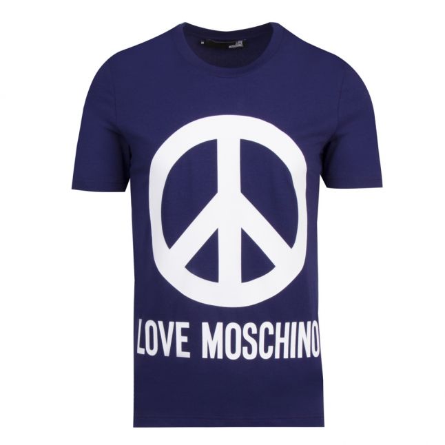 Mens Electric Blue Branded Peace S/s T Shirt