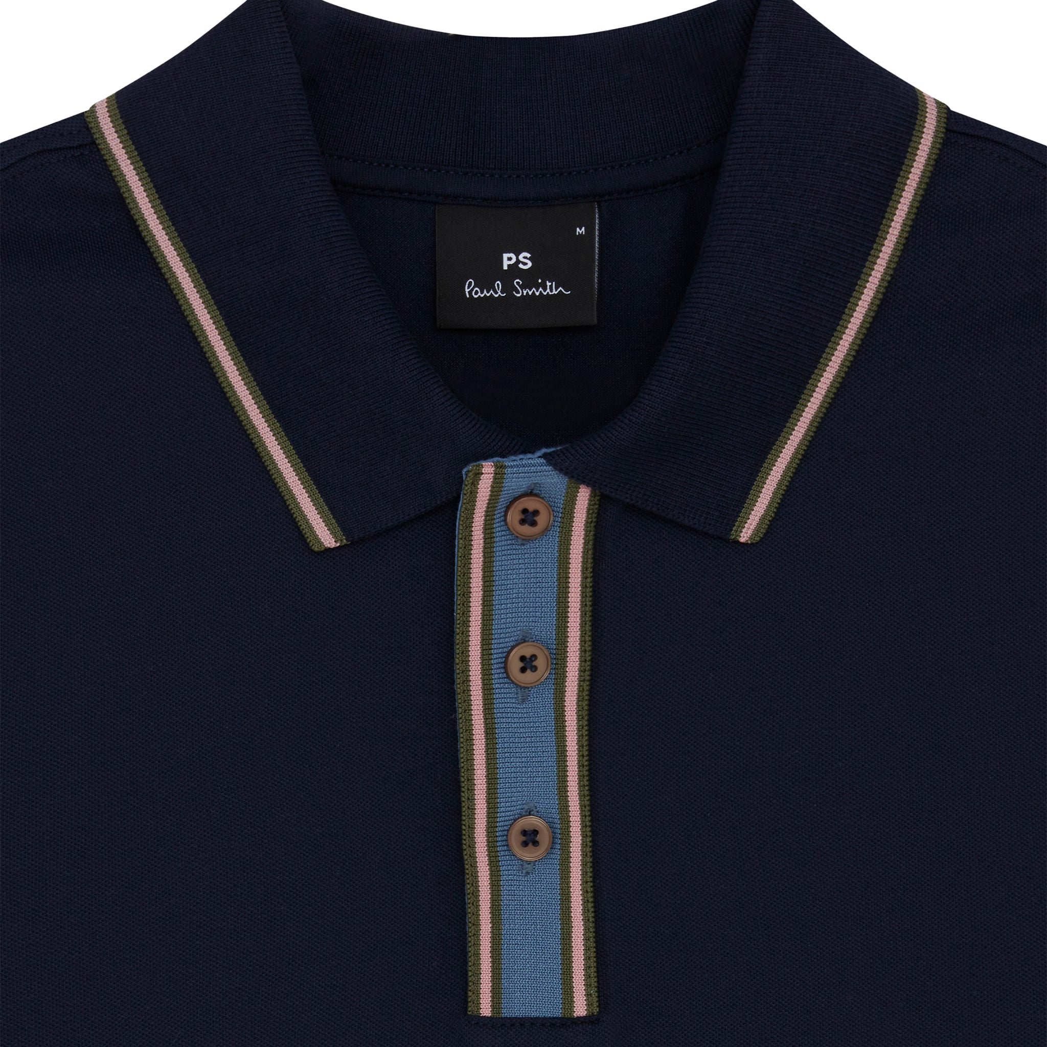 Mens Paul Smith Very Dark Navy Tipped Placket Reg Fit S/s Polo