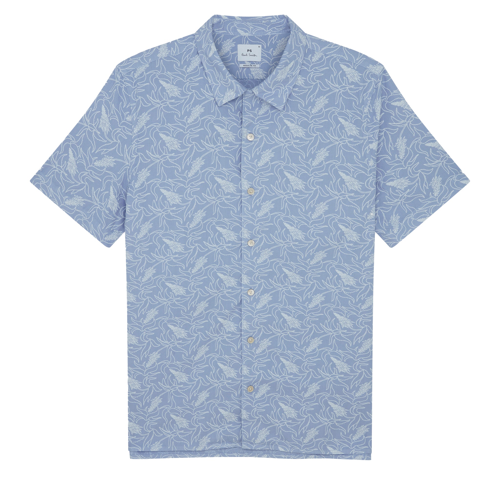 Mens Paul Smith Light Blue Printed Regular Fit S/s Shirt