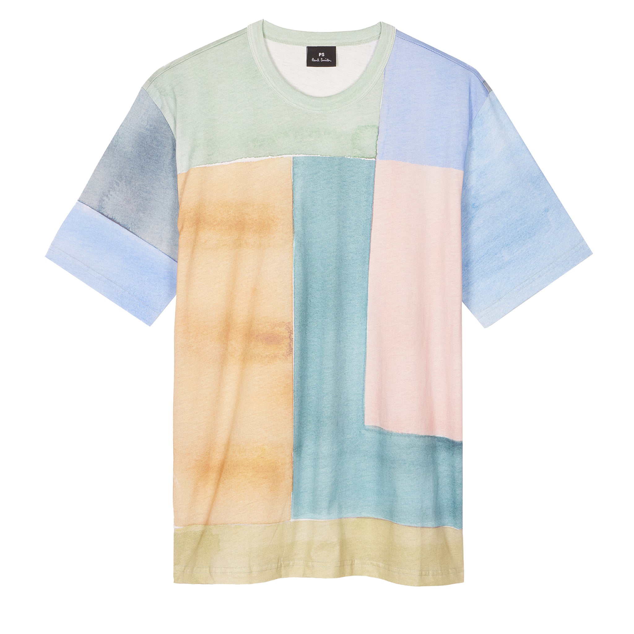 Mens Paul Smith Multi Painted Colourblock Casual Fit S/s T Shirt