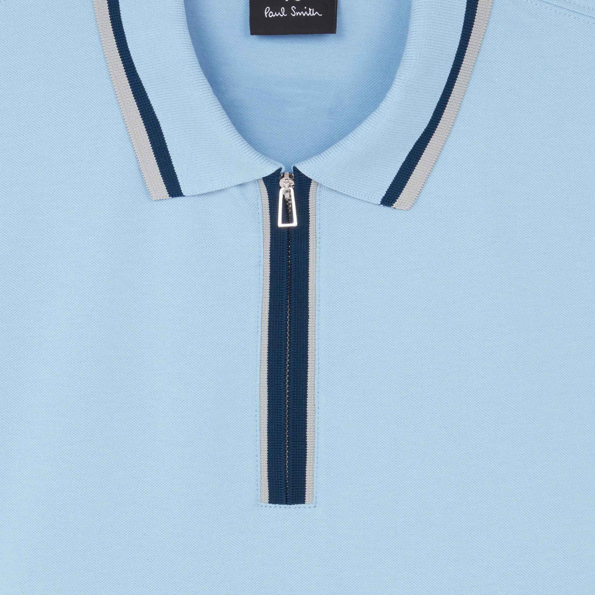 Mens Paul Smith Light Blue Half Zip Regular Fit S/s Polo