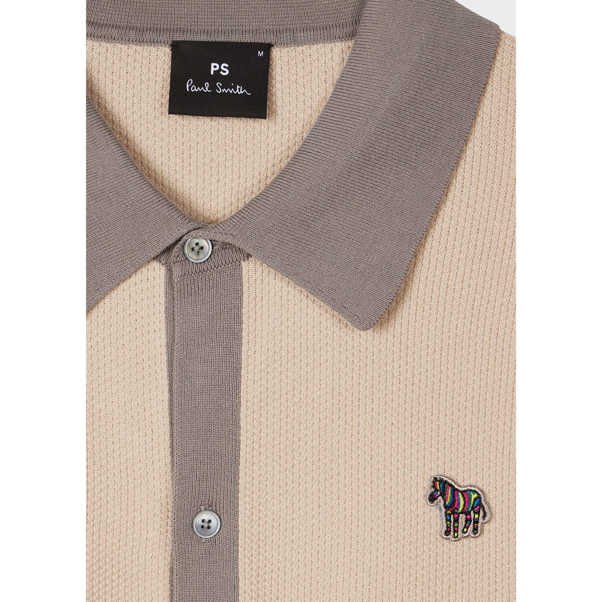 Mens Paul Smith Ice White Zebra Button Through Knitted Shirt