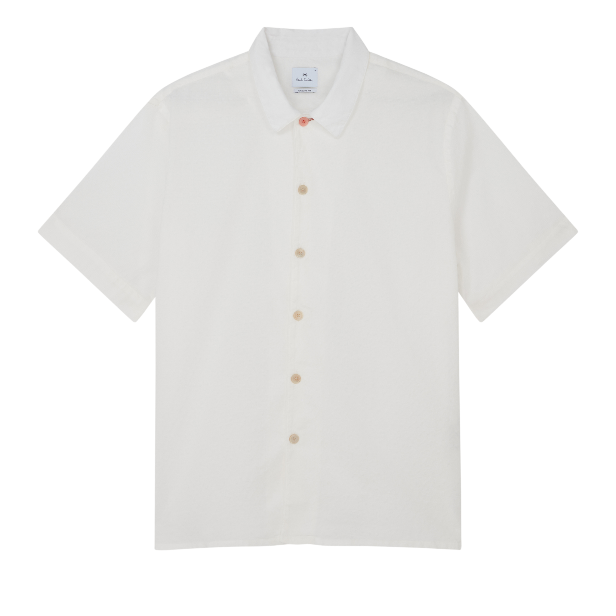 Mens Paul Smith Off White Textured Casual Fit S/s Shirt