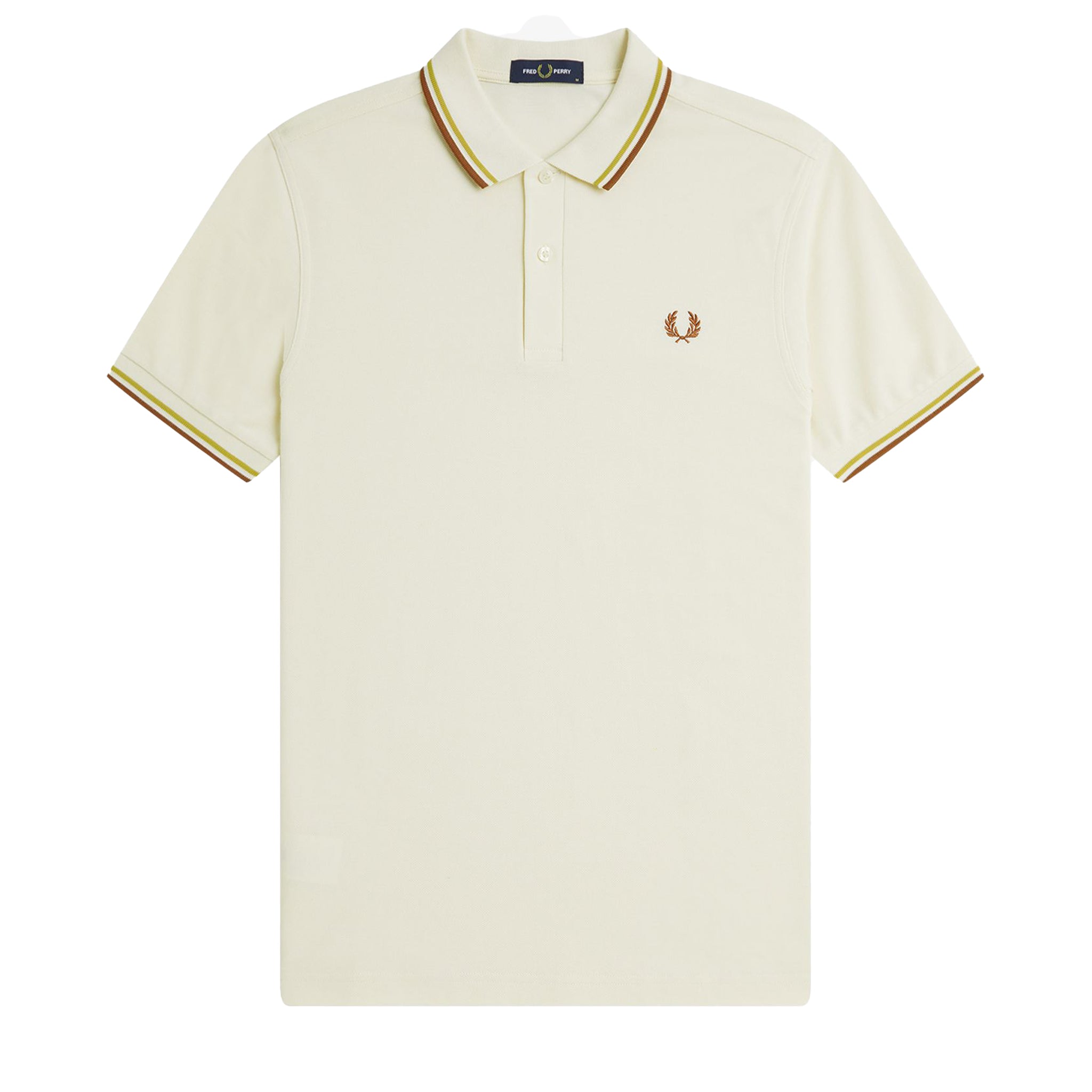 Mens Fred Perry Ecru/Honey/Marmalade Twin Tipped S/s Polo