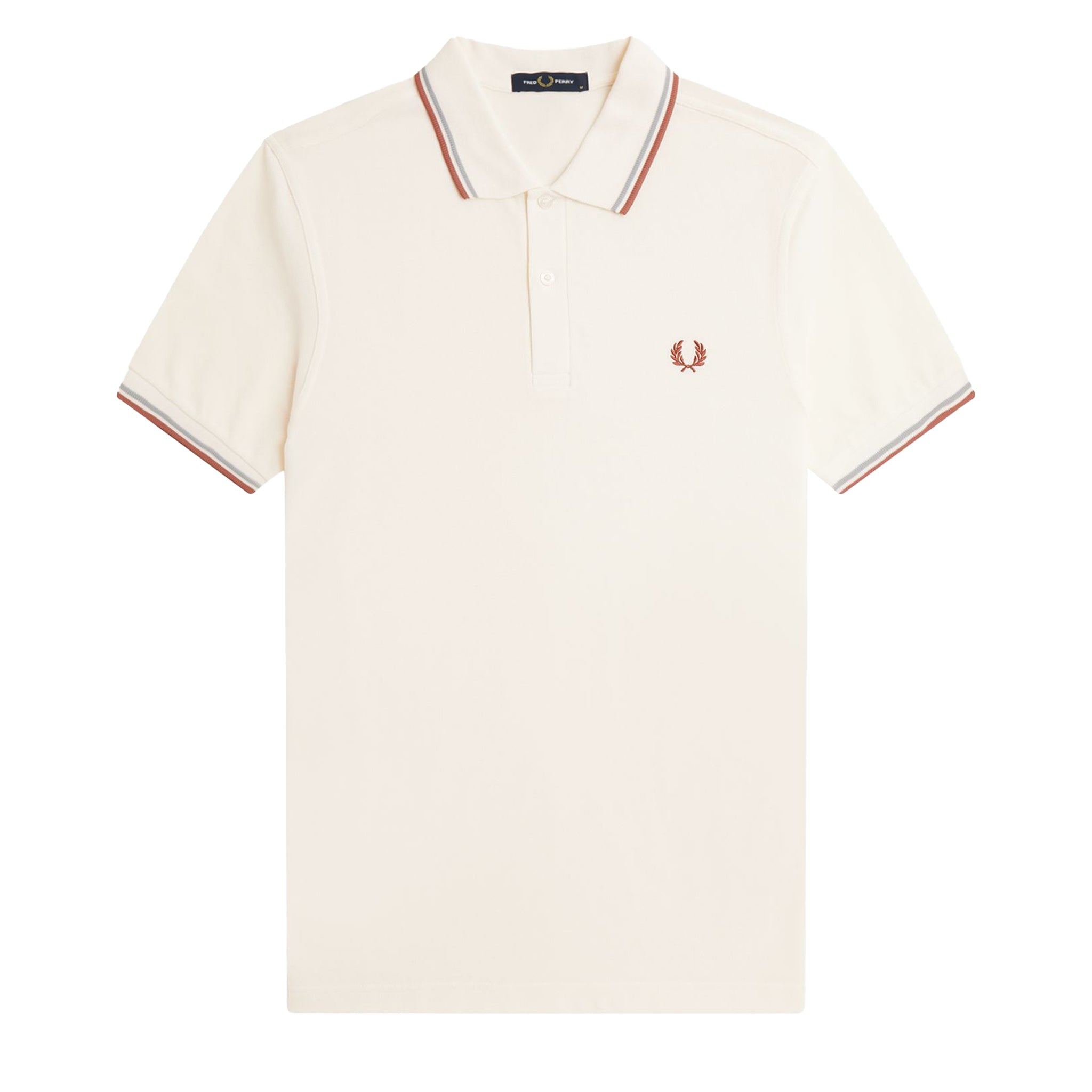 Mens Fred Perry Light Ecru/Silver Blue/Cinnamon Twin Tipped S/s Polo