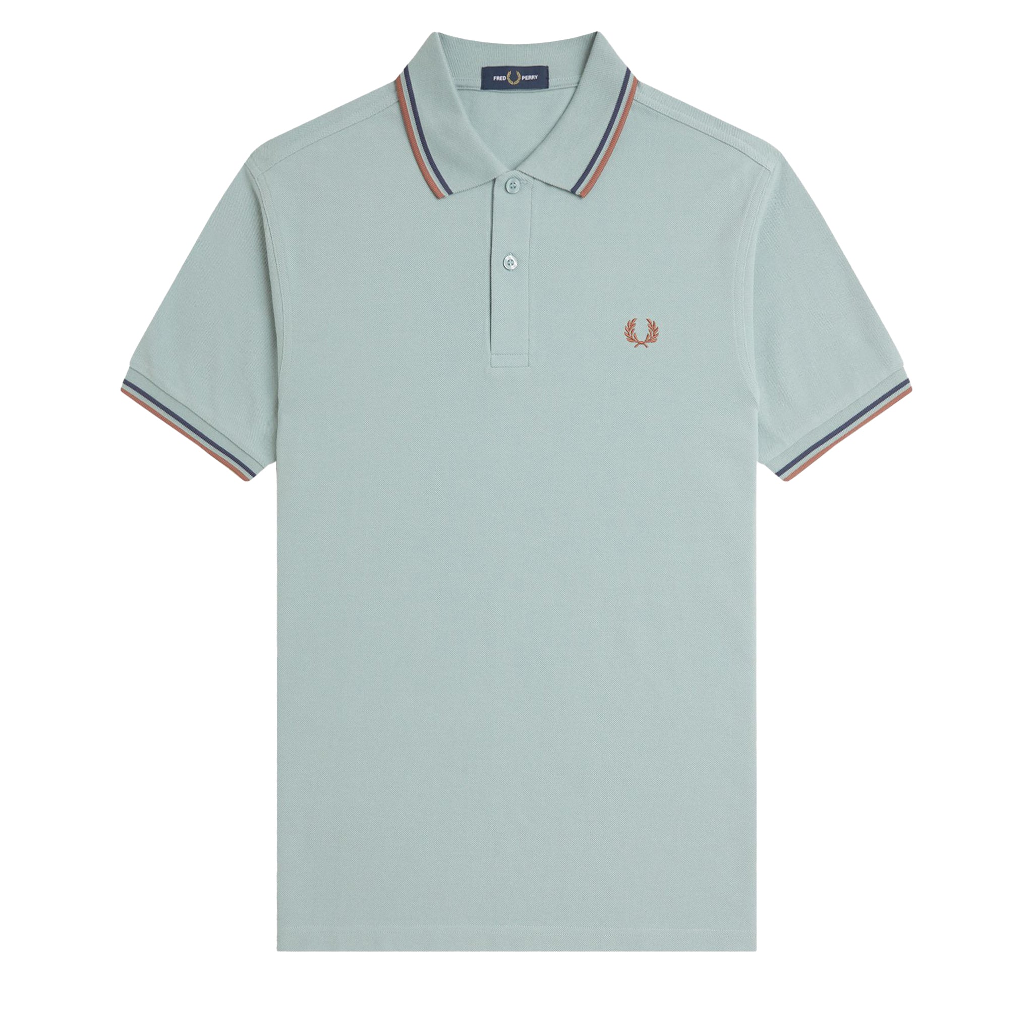 Mens Fred Perry Silver Blue/Blue/Cinnamon Twin Tipped S/s Polo