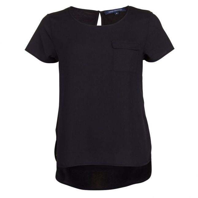 Womens Black Classic Crepe Pocket Top