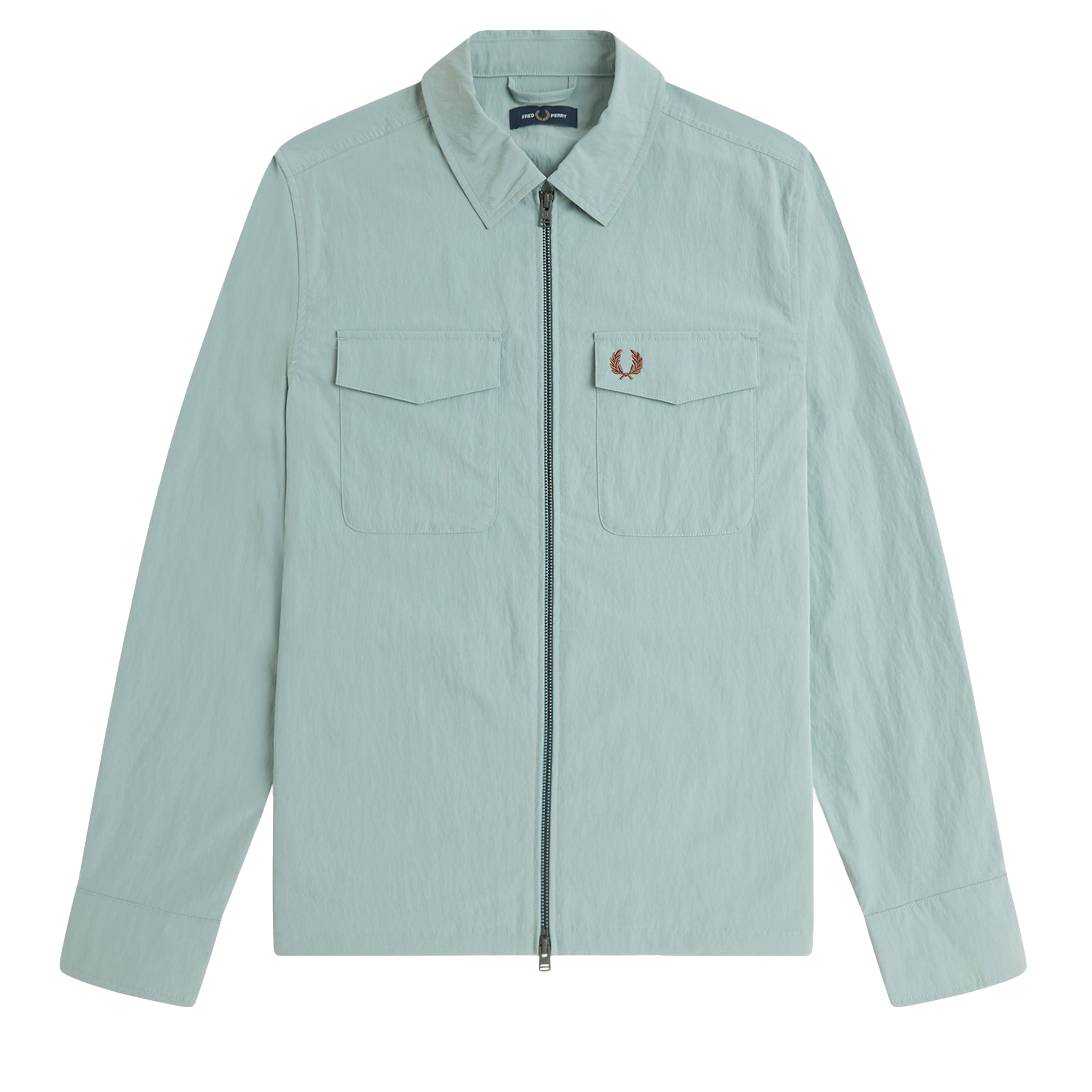 Mens Fred Perry Silver Blue Zip Through Overshirt