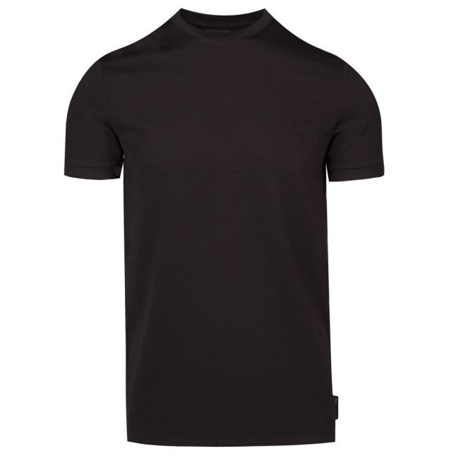 Mens Black Textured S/s T Shirt