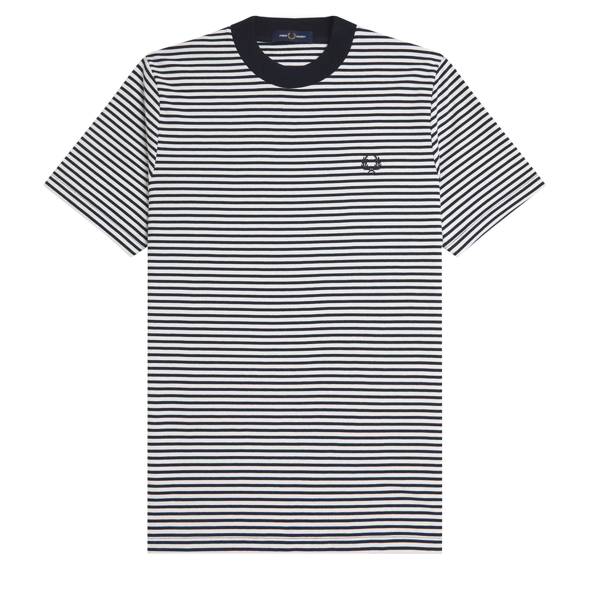 Mens Fred Perry Navy/Snow White Fine Stripe S/s T Shirt