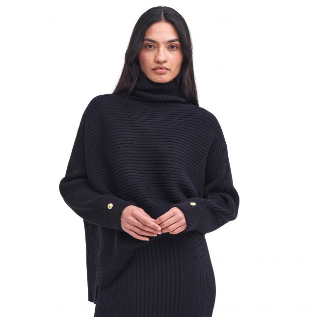 Black chunky knit jumper womens sale