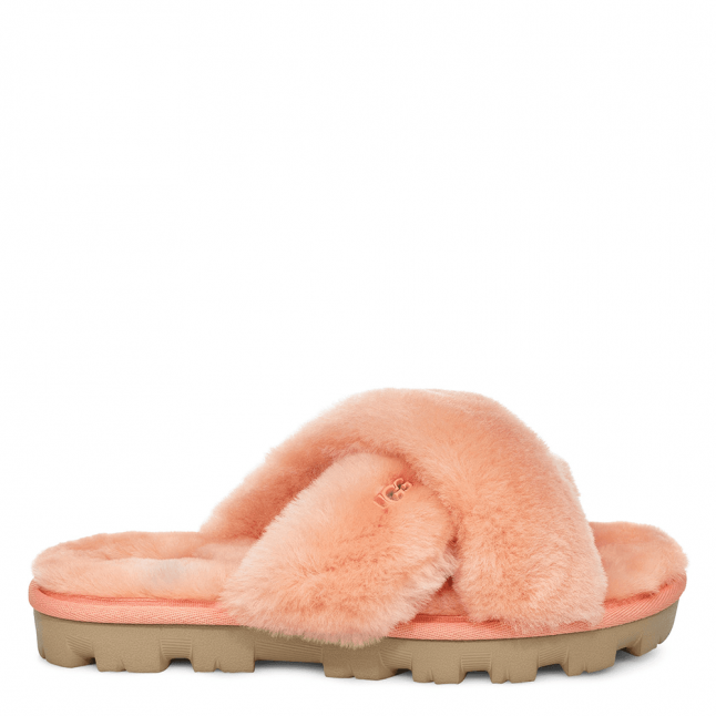 Womens Beverly Pink Fuzzette Slide Slippers