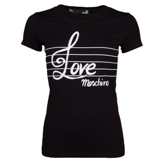 Womens Black Musical Note S/s T Shirt