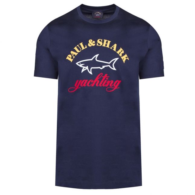 Mens Navy Tri Colour Logo Custom Fit S/s T Shirt